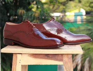 Men's Brown Lace Up Leather Stylish Shoes