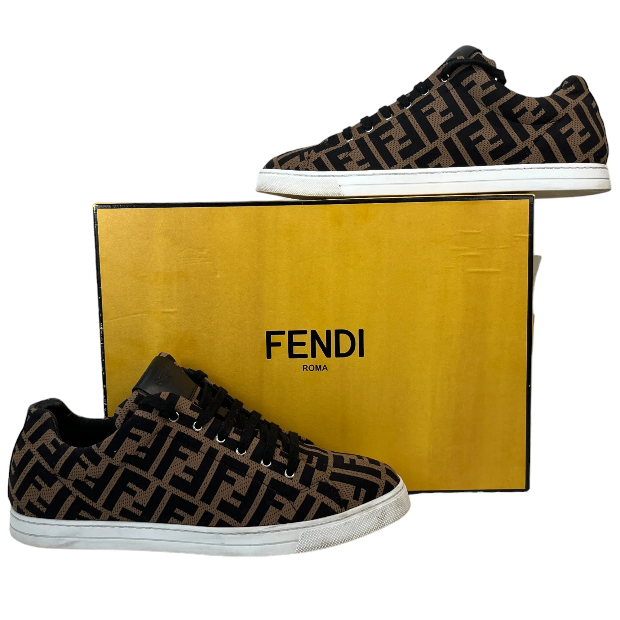 Men's Ff Logo Low Trainers Brown Size EU 41.5 / UK 7.5