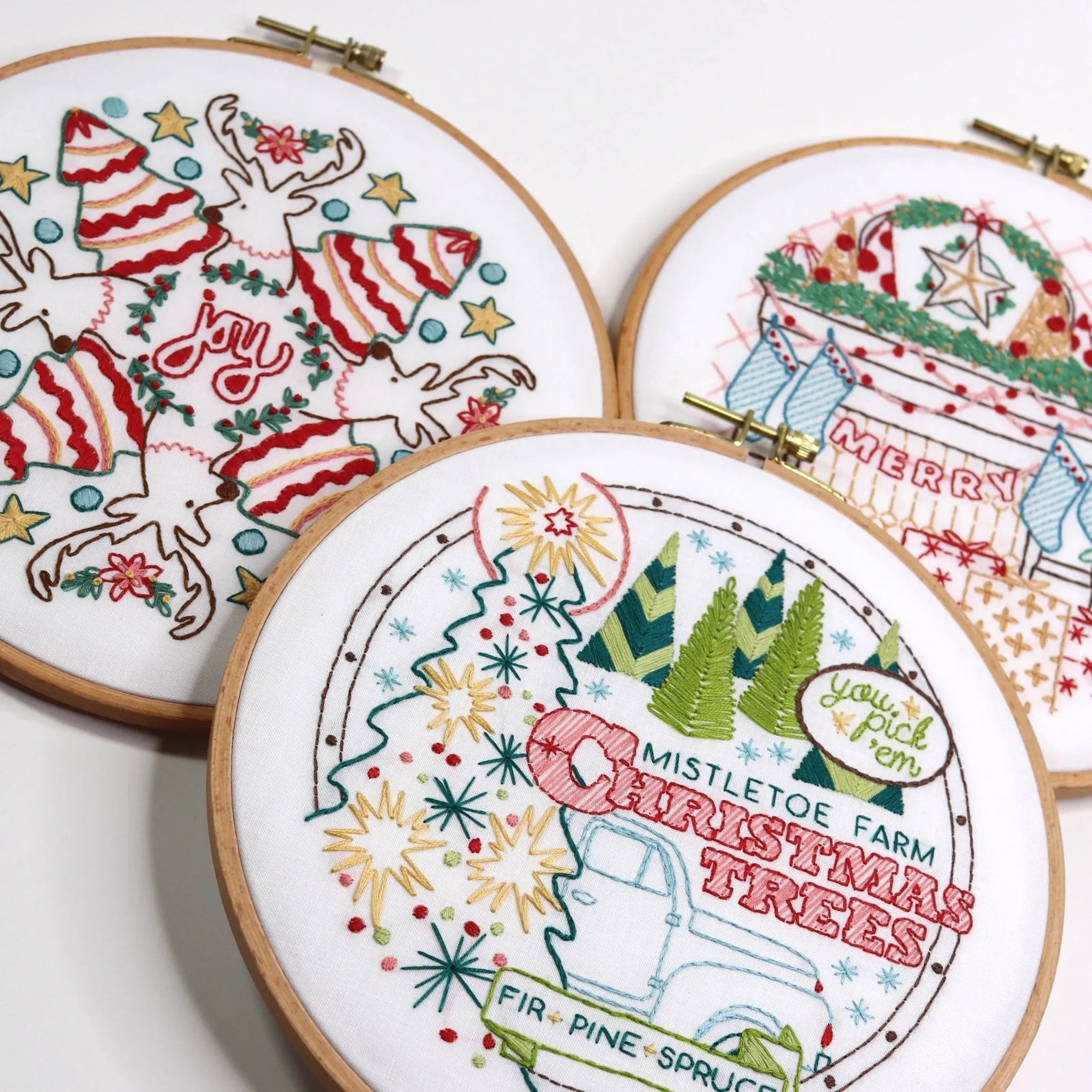 Merry & Bright Embroidery Kit Bundle of 3