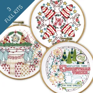 Merry & Bright Embroidery Kit Bundle of 3