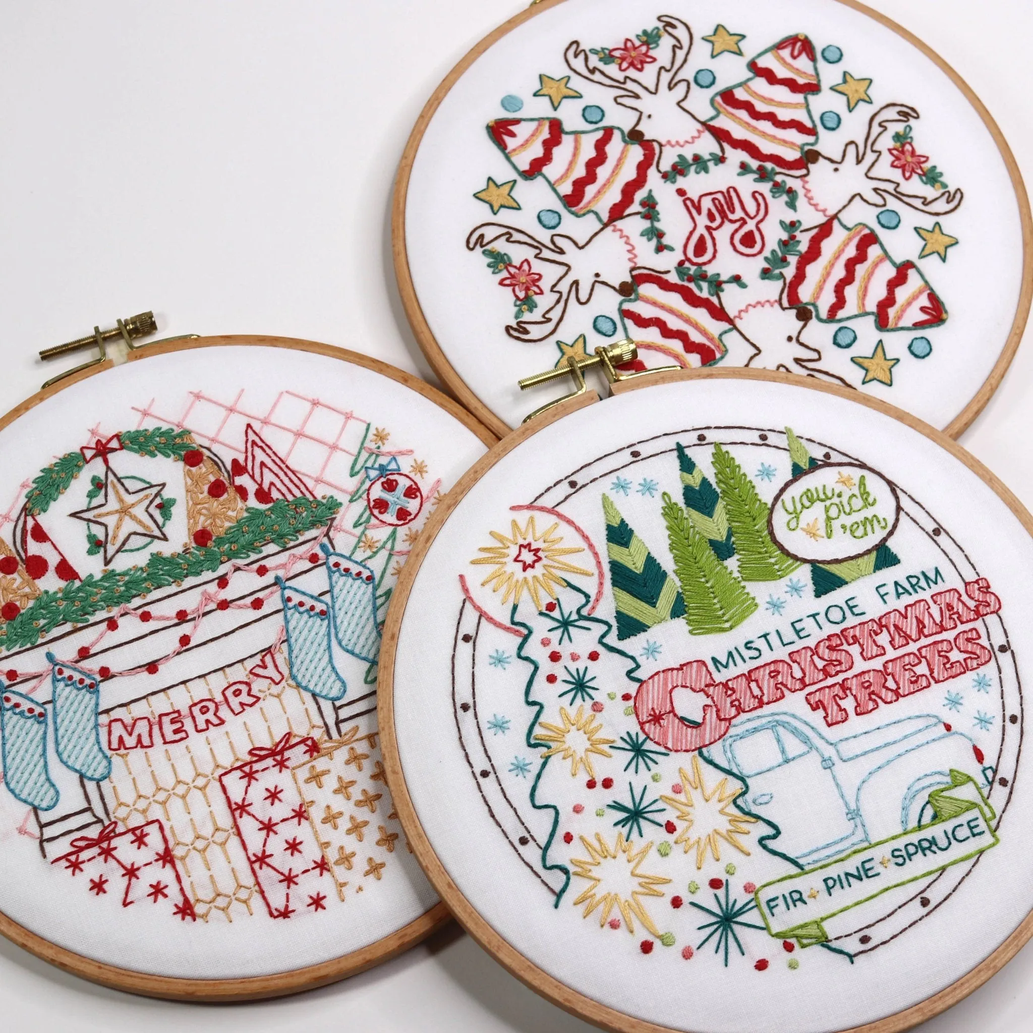 Merry & Bright Embroidery Kit Bundle of 3