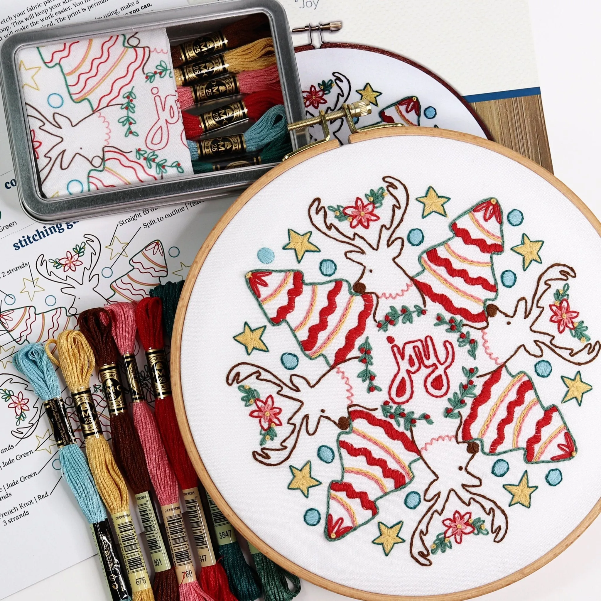 Merry & Bright Embroidery Kit Bundle of 3