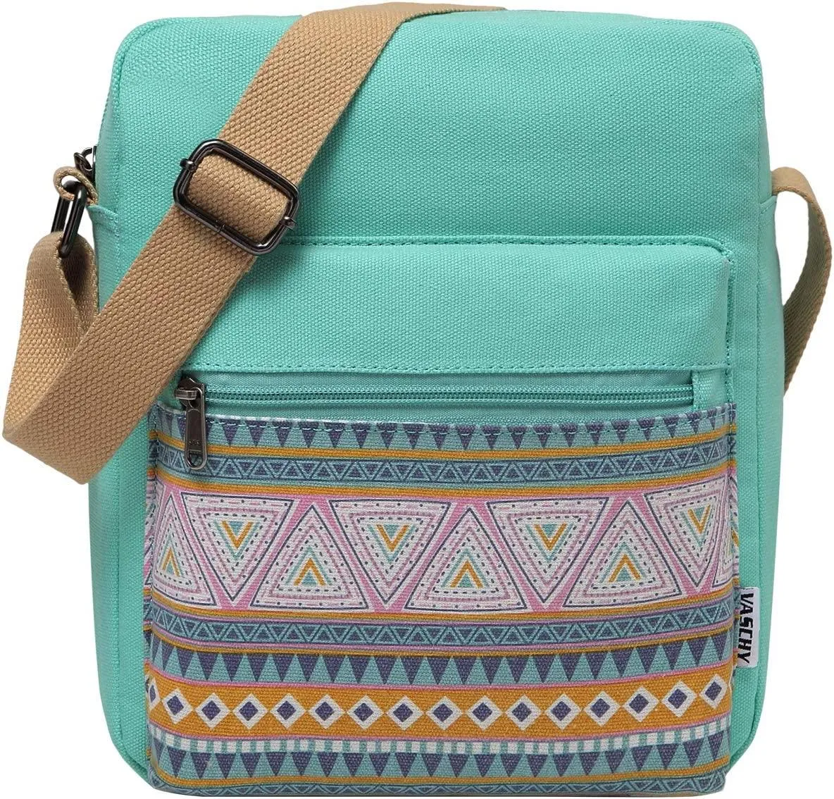 Messenger Bag for Girls,VASCHY Lightweight Canvas Crossbody Bag Purse for Teen Girls Women Fits Water Bottle