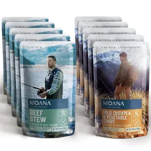 Moana - Beef Stew Pouch - 5 Pack   Mild Chickpea Vegetable Curry Pouch - 5 Pack