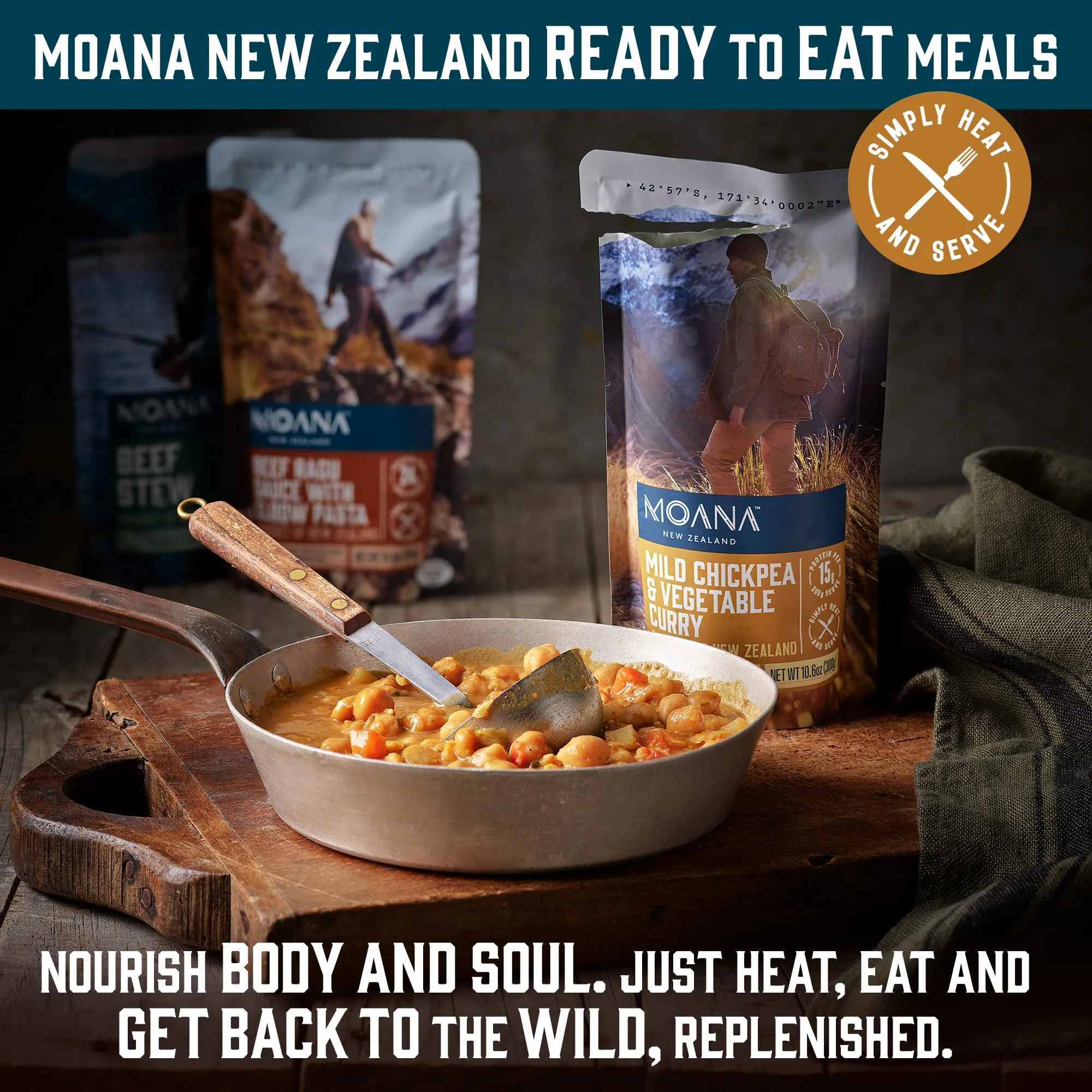 Moana - Beef Stew Pouch - 5 Pack   Mild Chickpea Vegetable Curry Pouch - 5 Pack