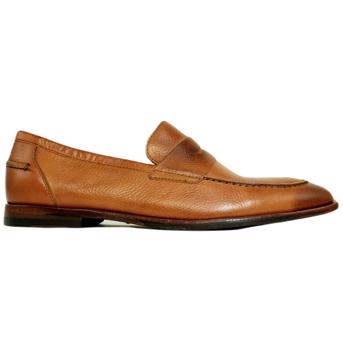 Naples Tumbled Leather Modern Penny Slip-On in Mahogany by Alan Payne Footwear