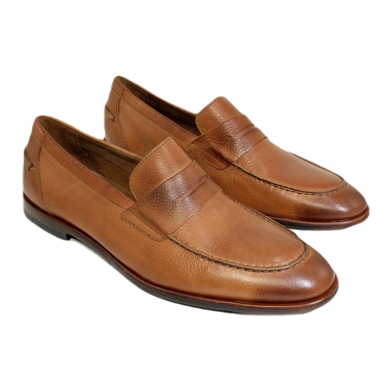 Naples Tumbled Leather Modern Penny Slip-On in Mahogany by Alan Payne Footwear