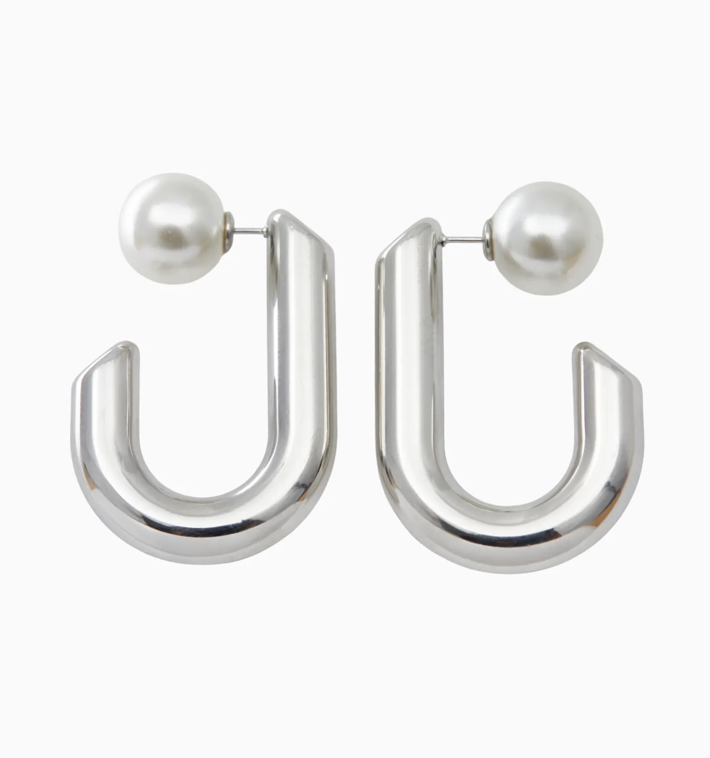 Natalia Reversible Hoop Earrings - Pearl