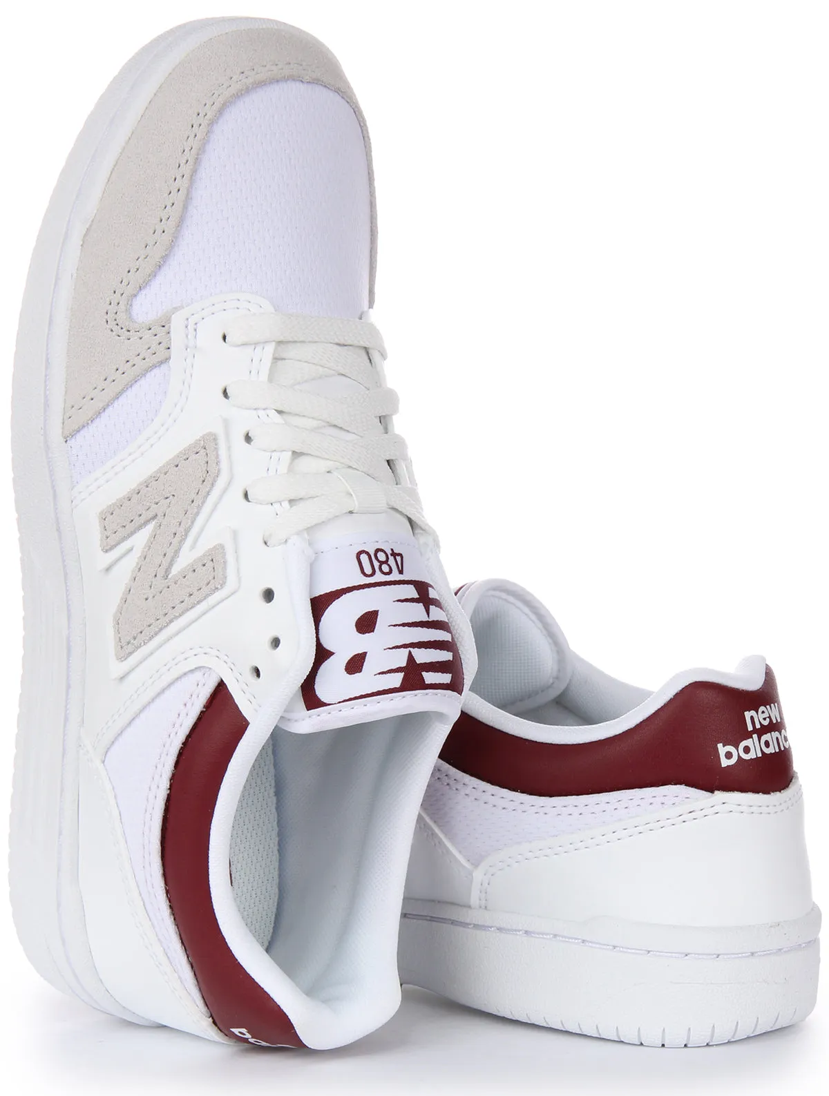 New Balance BB 480LKB In White Red For Men