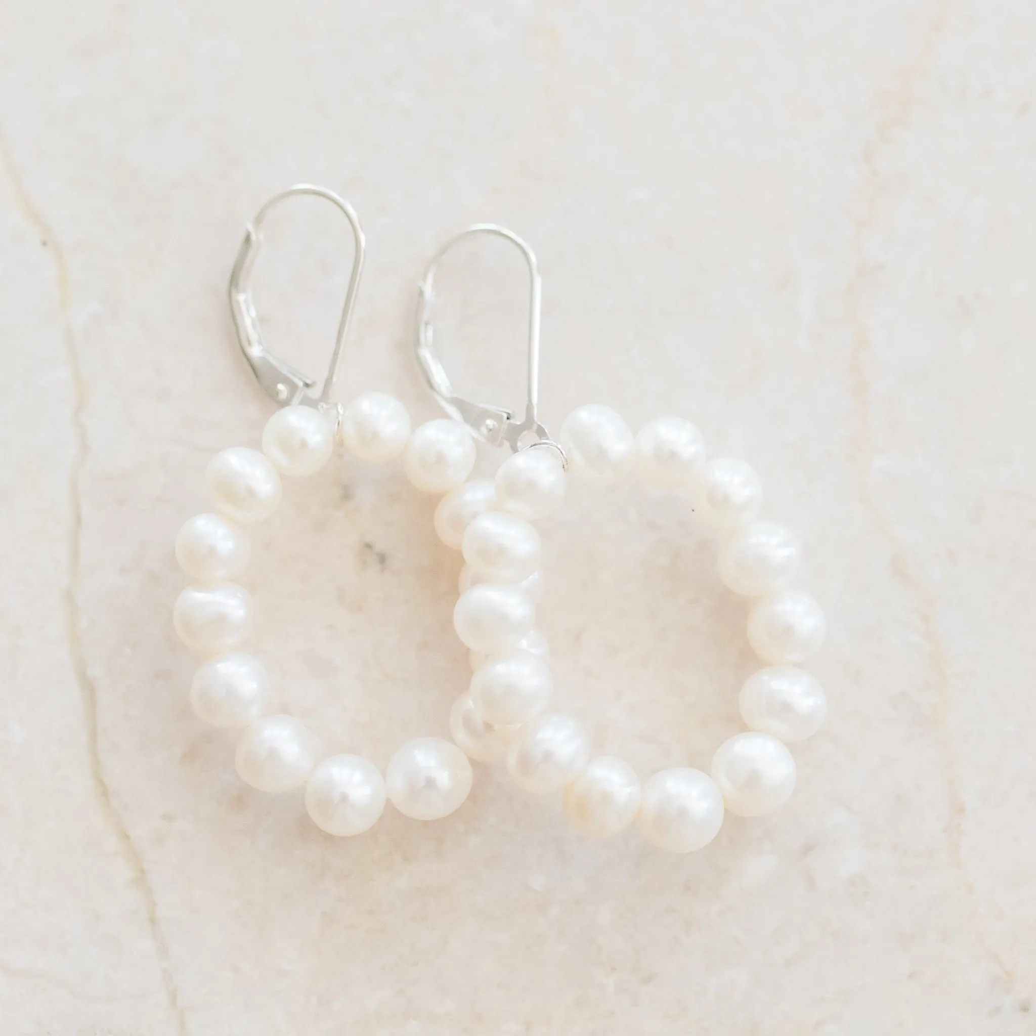 Oval Pearl Hoop Earrings | Freshwater Pearl Elegance | By Pearly Girls