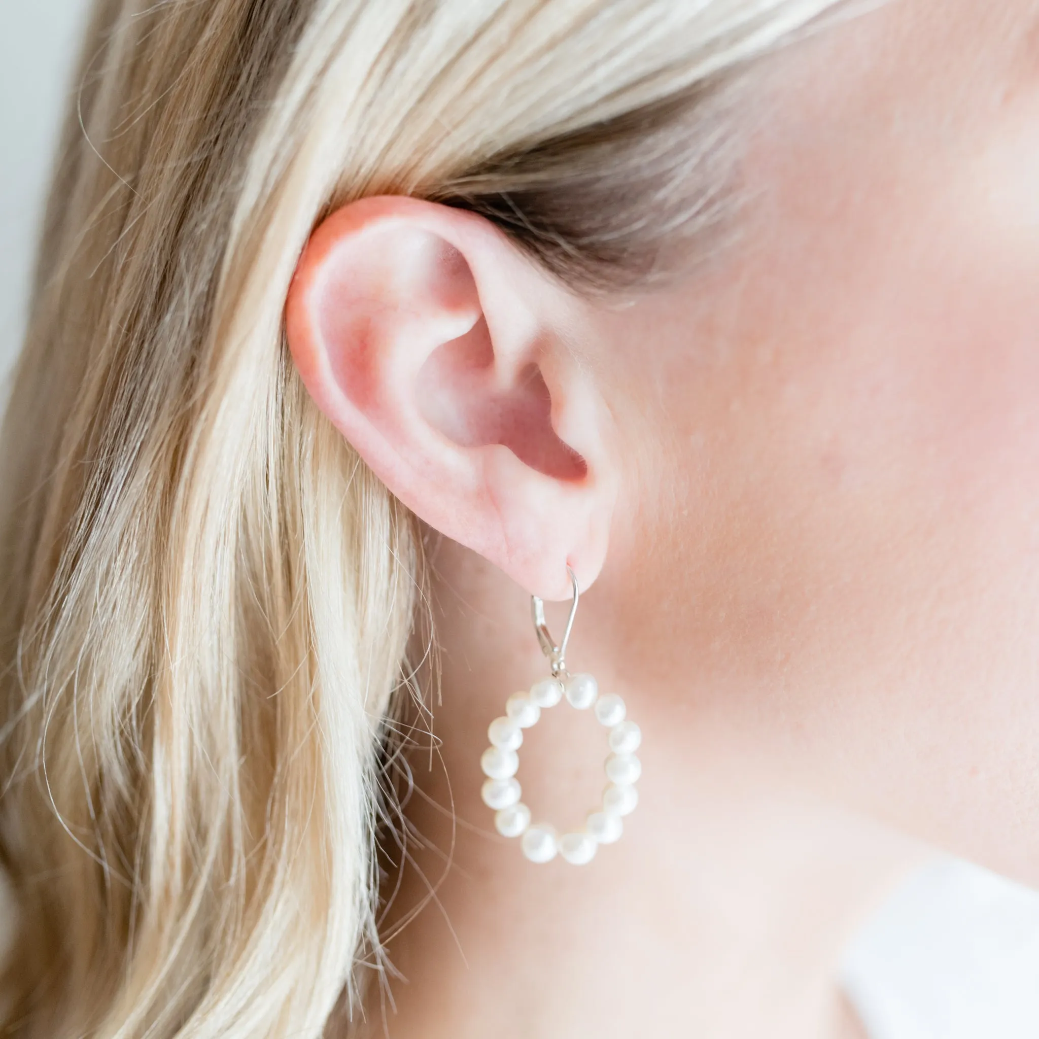 Oval Pearl Hoop Earrings | Freshwater Pearl Elegance | By Pearly Girls