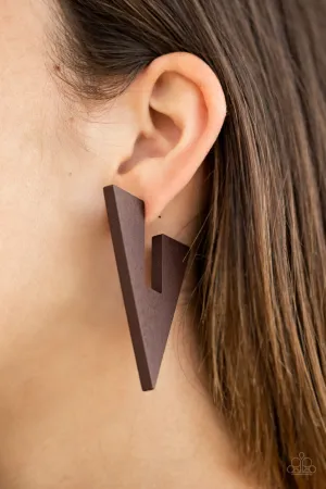 Paparazzi Boardroom Bravado Earrings Brown