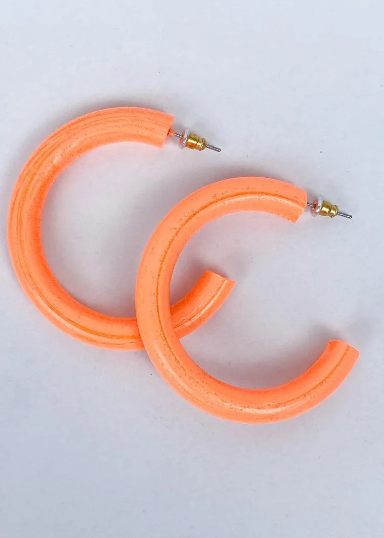 Pedro St. James Wooden Hoops - Neon Orange