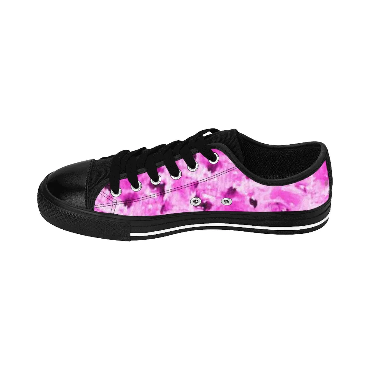 Pink Rose Floral Sneakers, Flower Print Designer Low Top Women's Tennis Shoes (US Size 6-12)