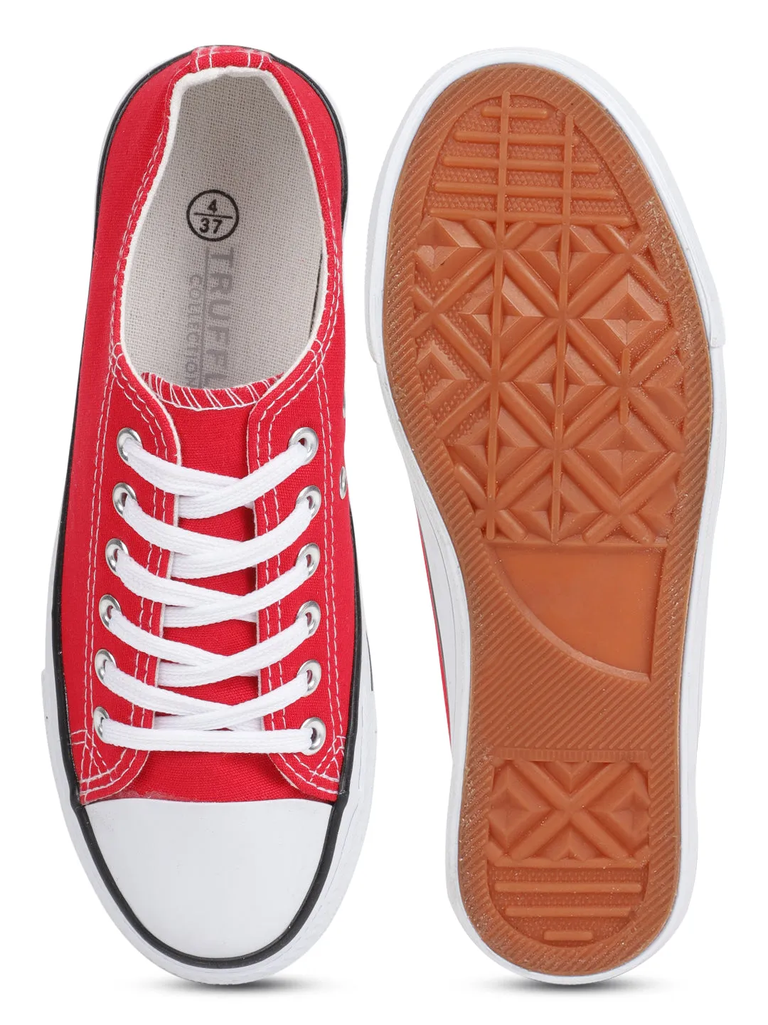 Red Canvas Lace Up Sneakers (TC-CAN1-RED)