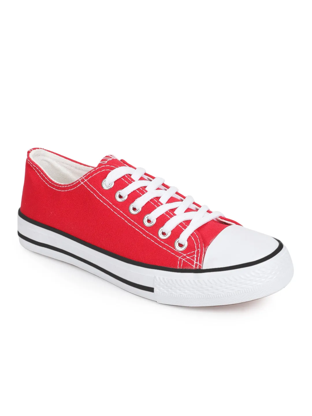 Red Canvas Lace Up Sneakers (TC-CAN1-RED)