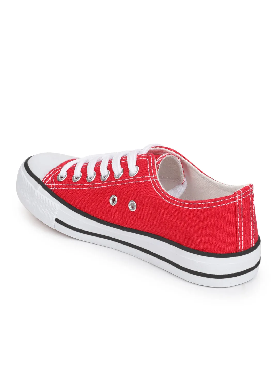 Red Canvas Lace Up Sneakers (TC-CAN1-RED)