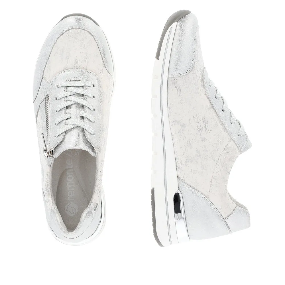 Remonte R6700-91  Ladies Silver Textile Zip & Lace Shoes