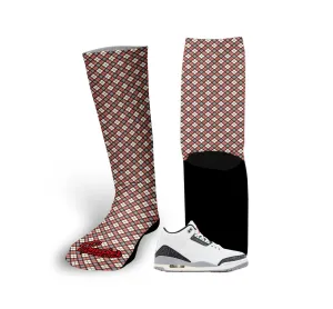 Retro 3 Cement Grey Plaid Socks