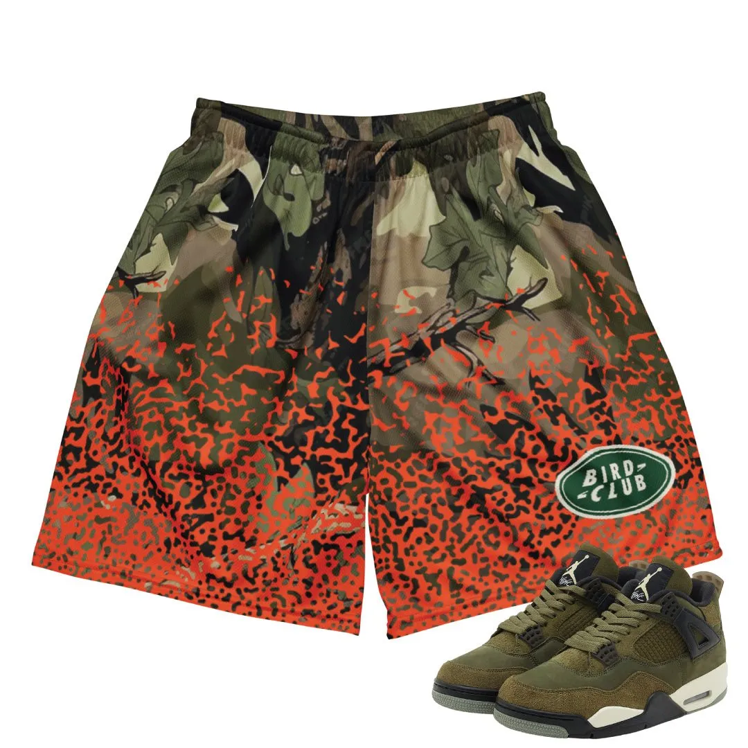 RETRO 4 CRAFT "MEDIUM OLIVE" CAMO SPLATTER MESH SHORTS