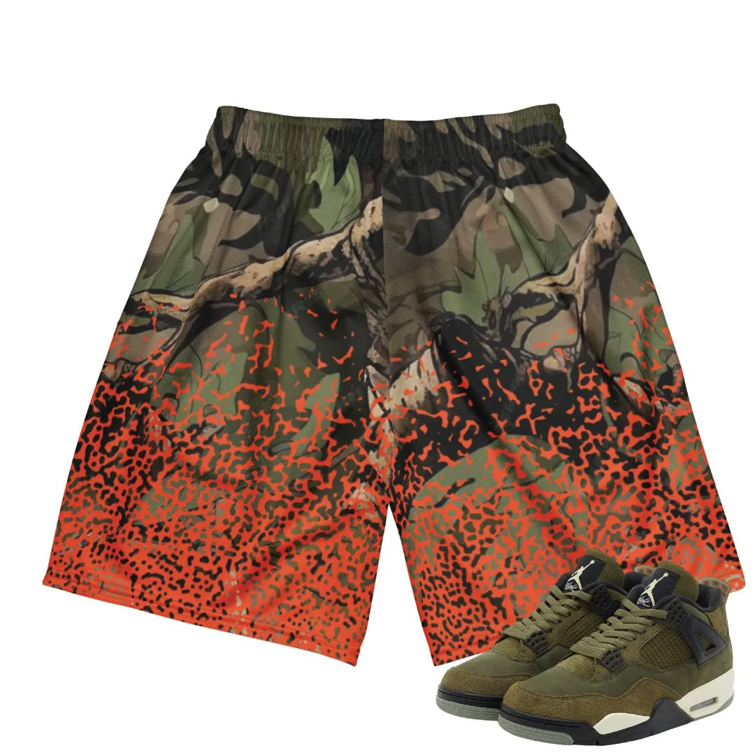 RETRO 4 CRAFT "MEDIUM OLIVE" CAMO SPLATTER MESH SHORTS