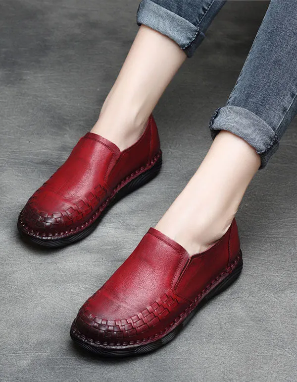 Retro Leather Hand-woven Women's Shoes