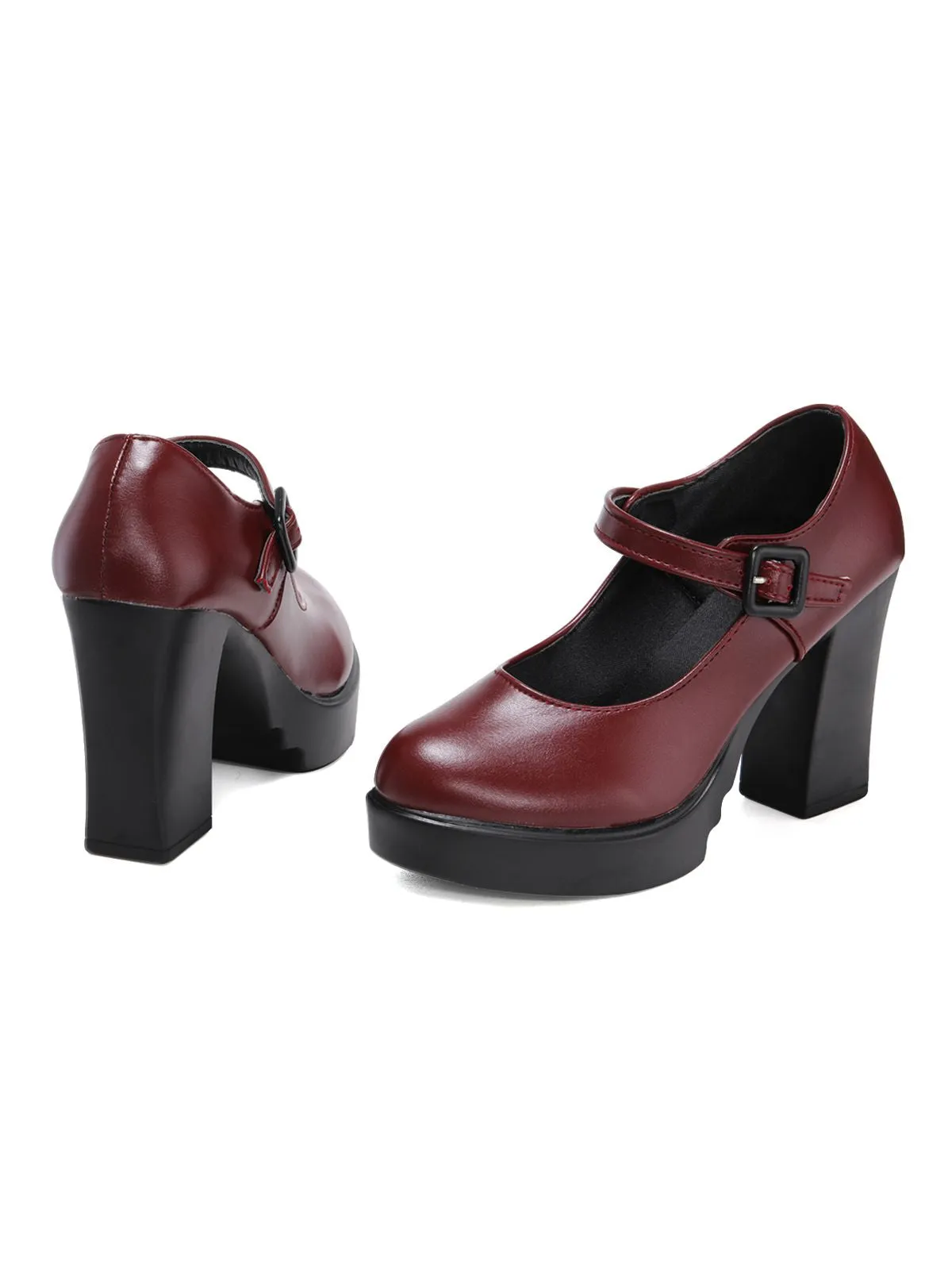 Retro Round Toe Mary Jane High Heel Shoes