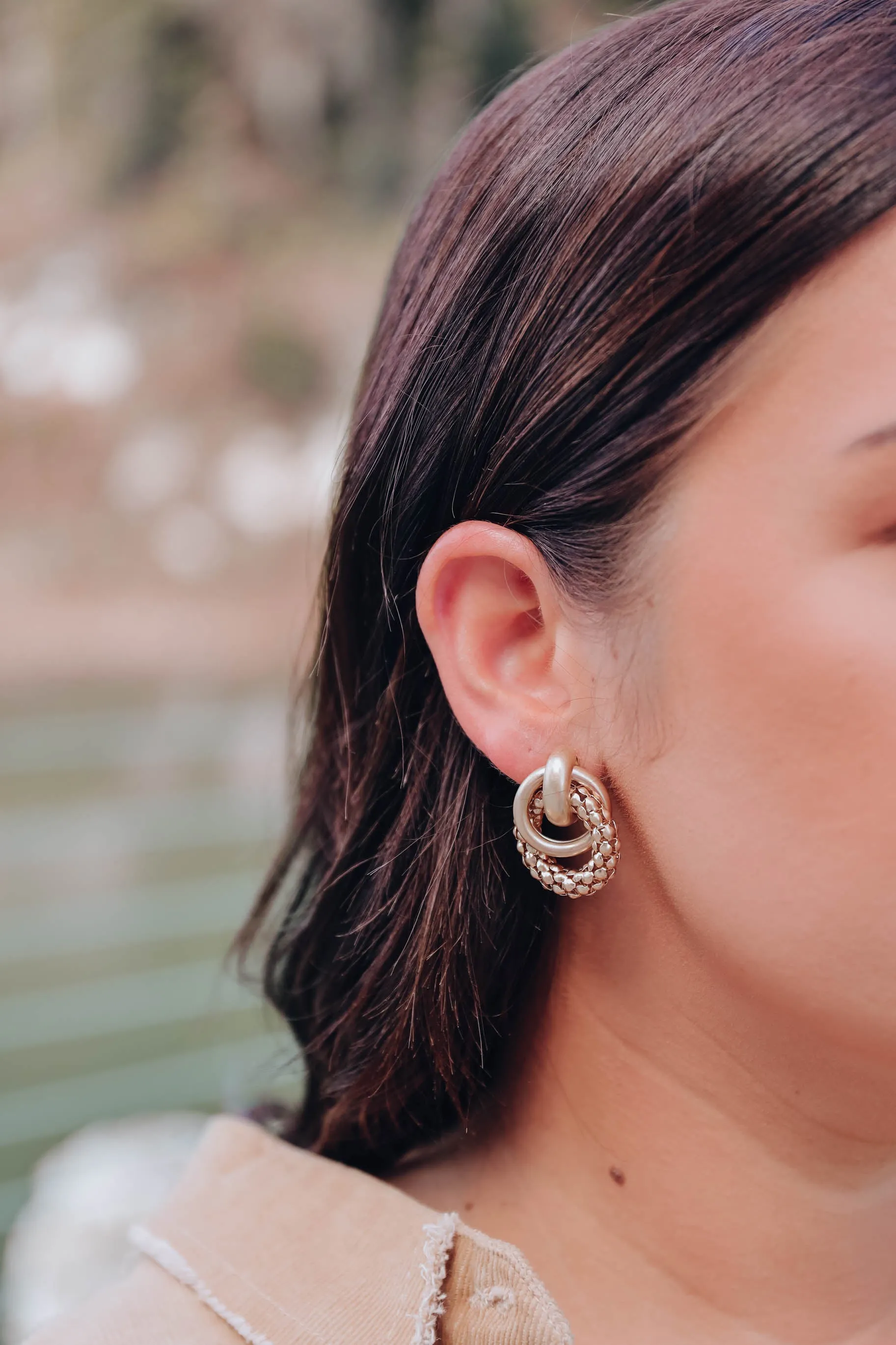 Retro Three Hoop Linked Earrings