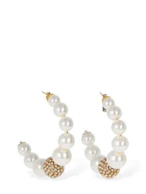 Rosantica   Bucaneve imitation pearl hoop earrings 