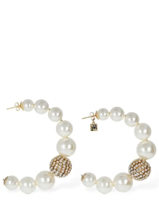 Rosantica   Bucaneve imitation pearl hoop earrings 