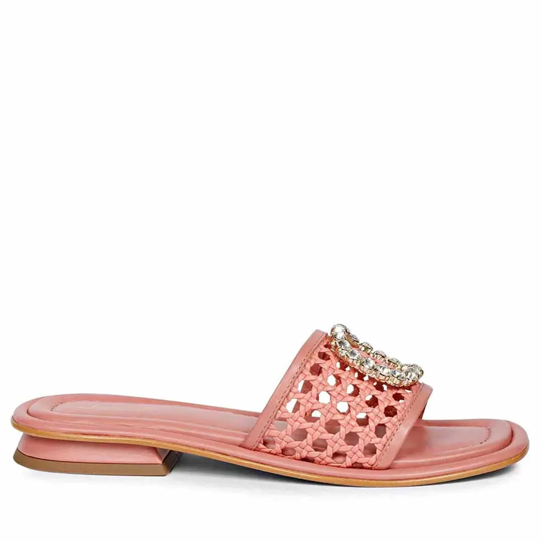 Saint Carly Coral Leather Flat Sandal