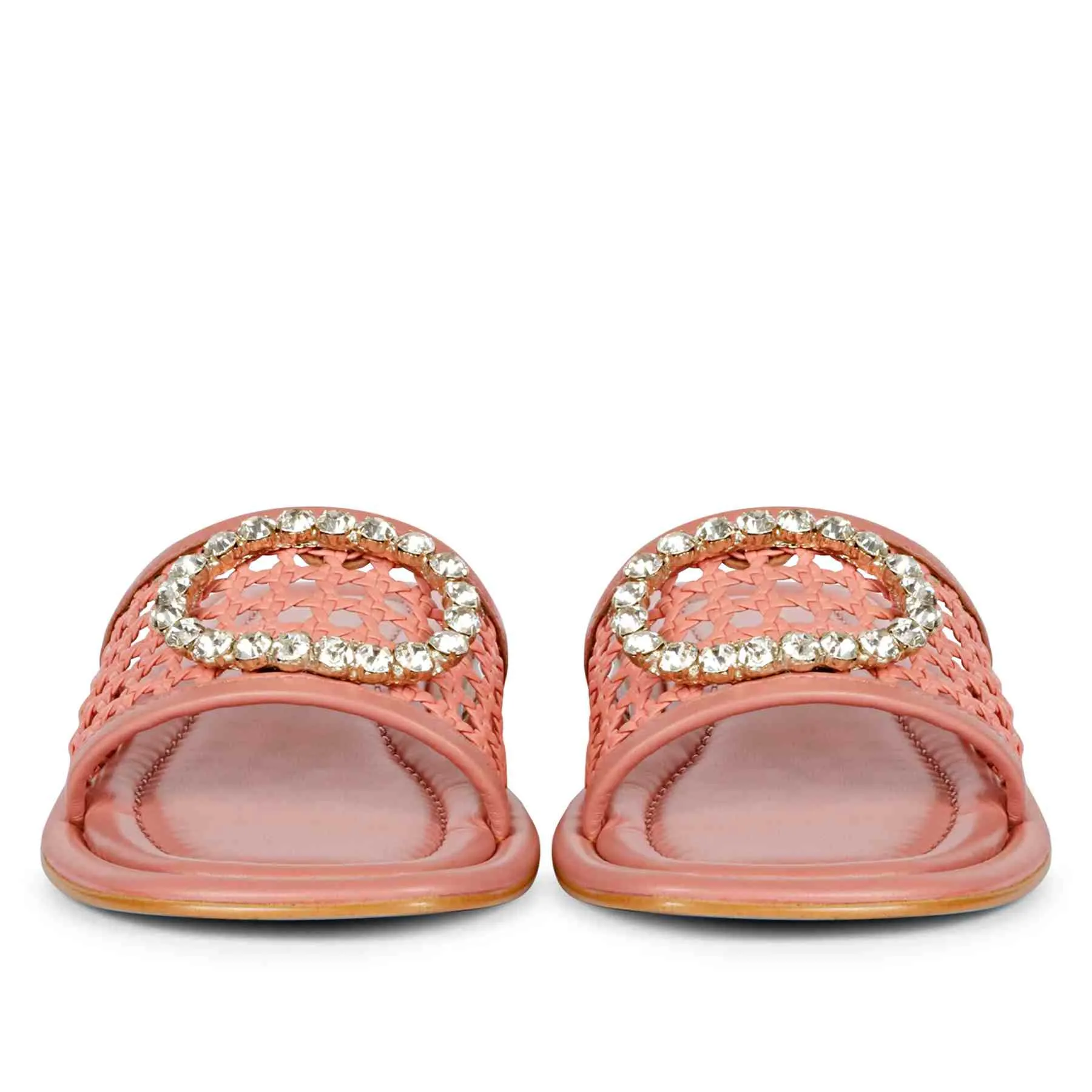 Saint Carly Coral Leather Flat Sandal