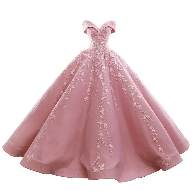 Sakura's Ball Gown Lace Off Shoulder Sweetheart Gowns