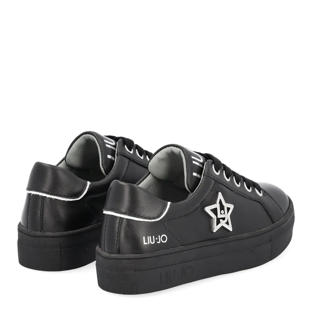 Scarpe Junior LIU JO linea Alicia 172 Sneakers in Pelle Nera con Logo e Stella