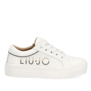 Scarpe Junior LIU JO linea Alicia 3 Sneakers con Maxi Logo in Pelle Bianca