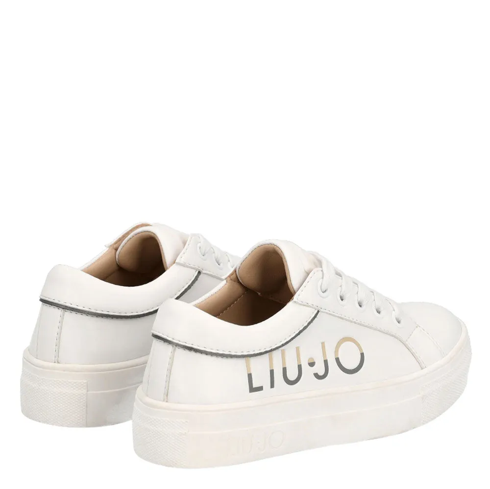 Scarpe Junior LIU JO linea Alicia 3 Sneakers con Maxi Logo in Pelle Bianca