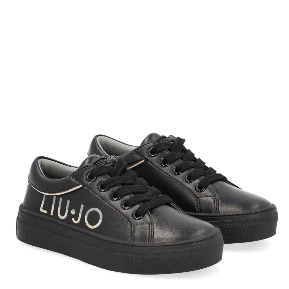 Scarpe Junior LIU JO linea Alicia 3 Sneakers con Maxi Logo in Pelle Nera