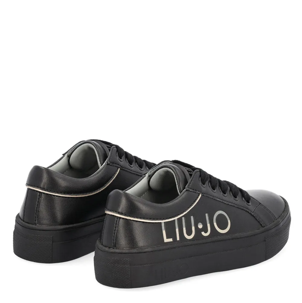 Scarpe Junior LIU JO linea Alicia 3 Sneakers con Maxi Logo in Pelle Nera