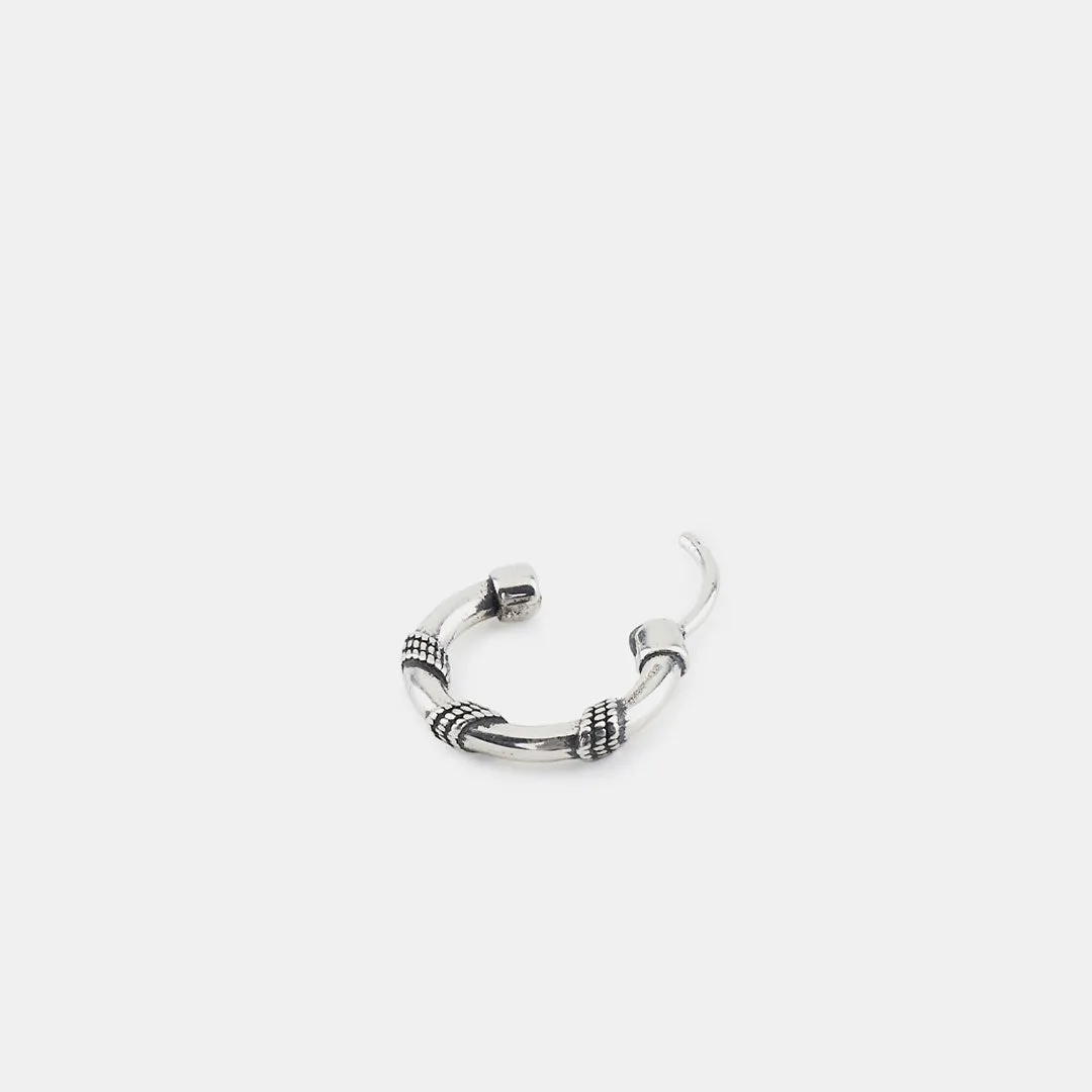 Silver Rope Hoop Earring