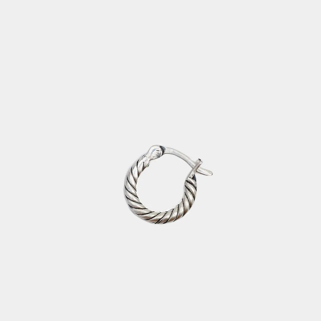 Silver Twist Hoop Earring