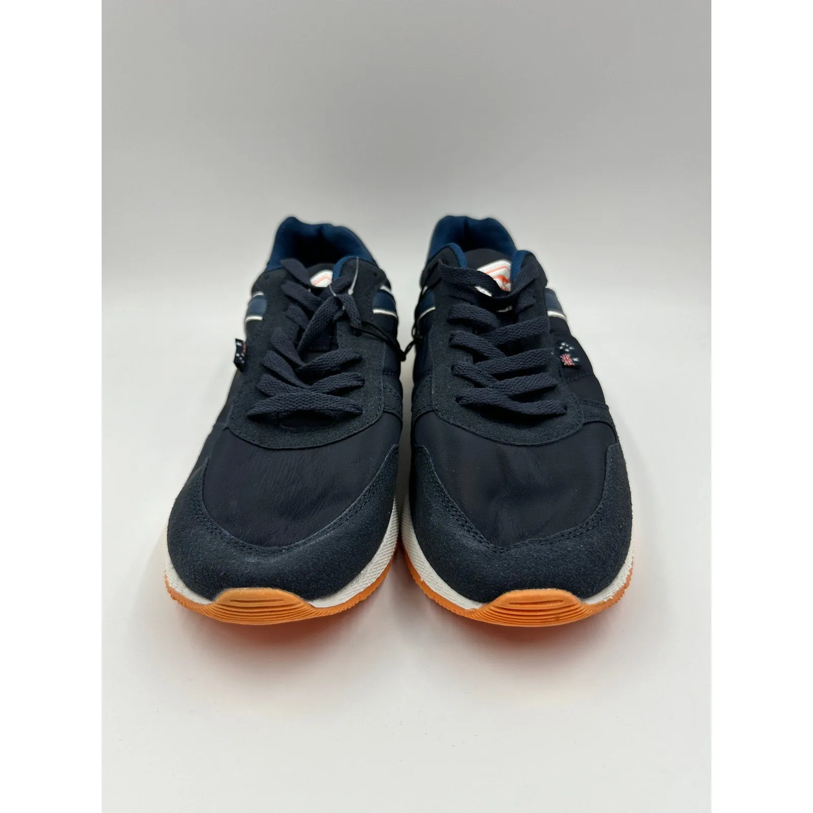 Size 10 Men's, Retro Blue Upper Sole with White Sole and Orange Tread