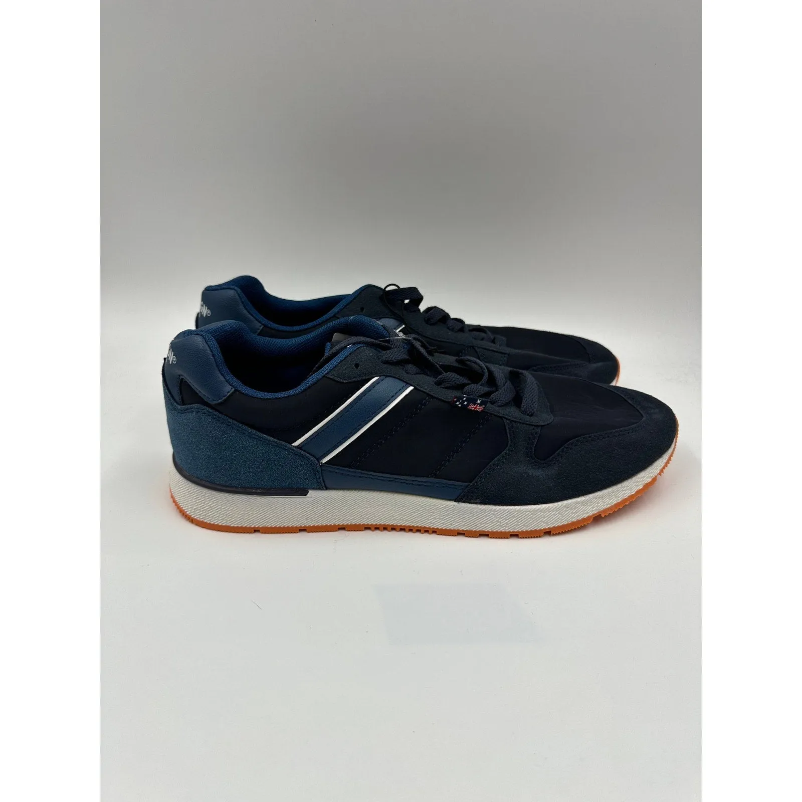 Size 10 Men's, Retro Blue Upper Sole with White Sole and Orange Tread