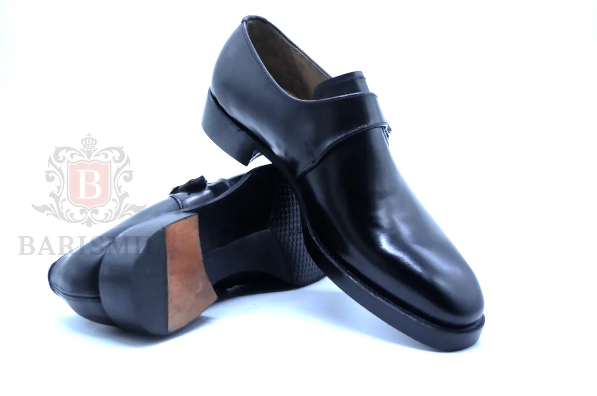 Smith - Black Single Strap Monk Shoes