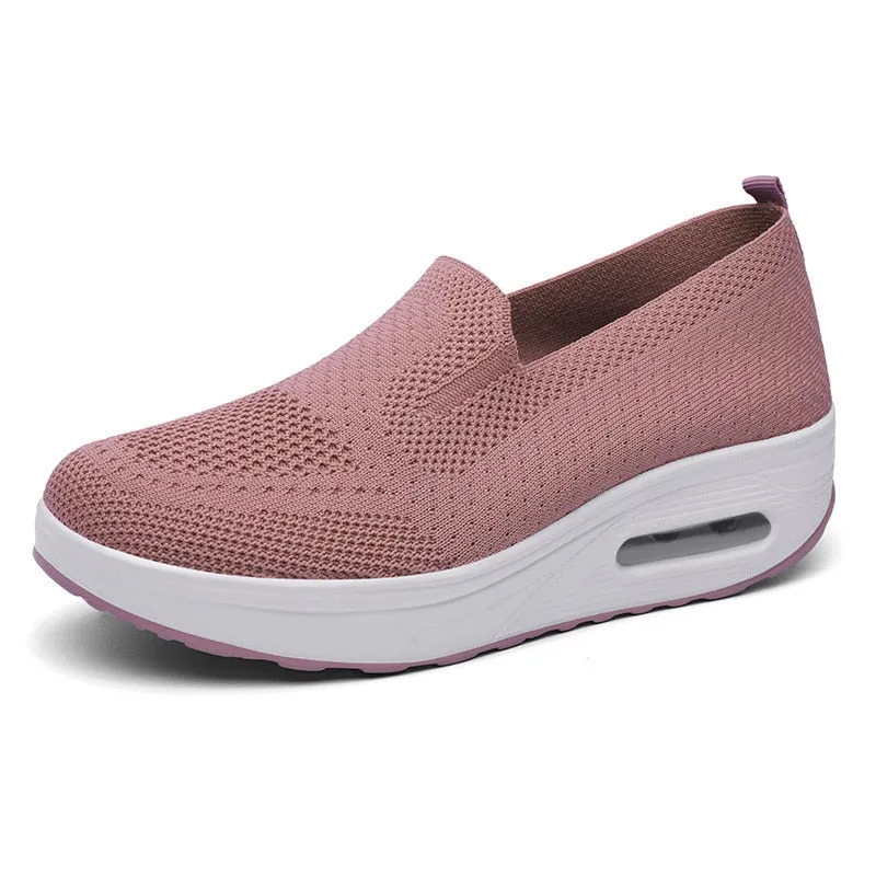 Sneakers Women's Sports Shoes Mesh Breathable Platform Tennis Casual Slip-On Ladies Walking Vulcanized Shoes Zapatillas Mujer