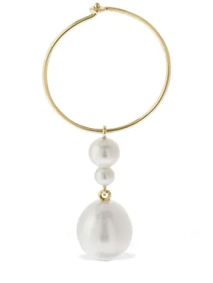 Sophie Bille Brahe   14kt &amp; pearl l&#x27;eau hoop mono earring 