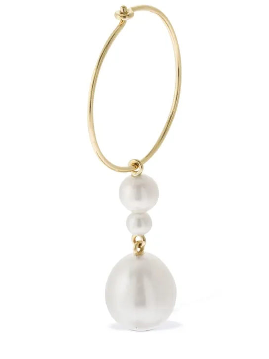 Sophie Bille Brahe   14kt &amp; pearl l&#x27;eau hoop mono earring 