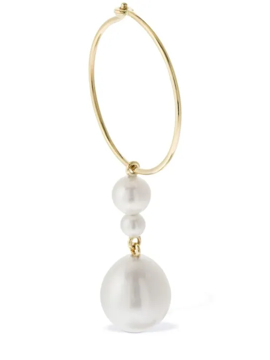 Sophie Bille Brahe   14kt &amp; pearl l&#x27;eau hoop mono earring 