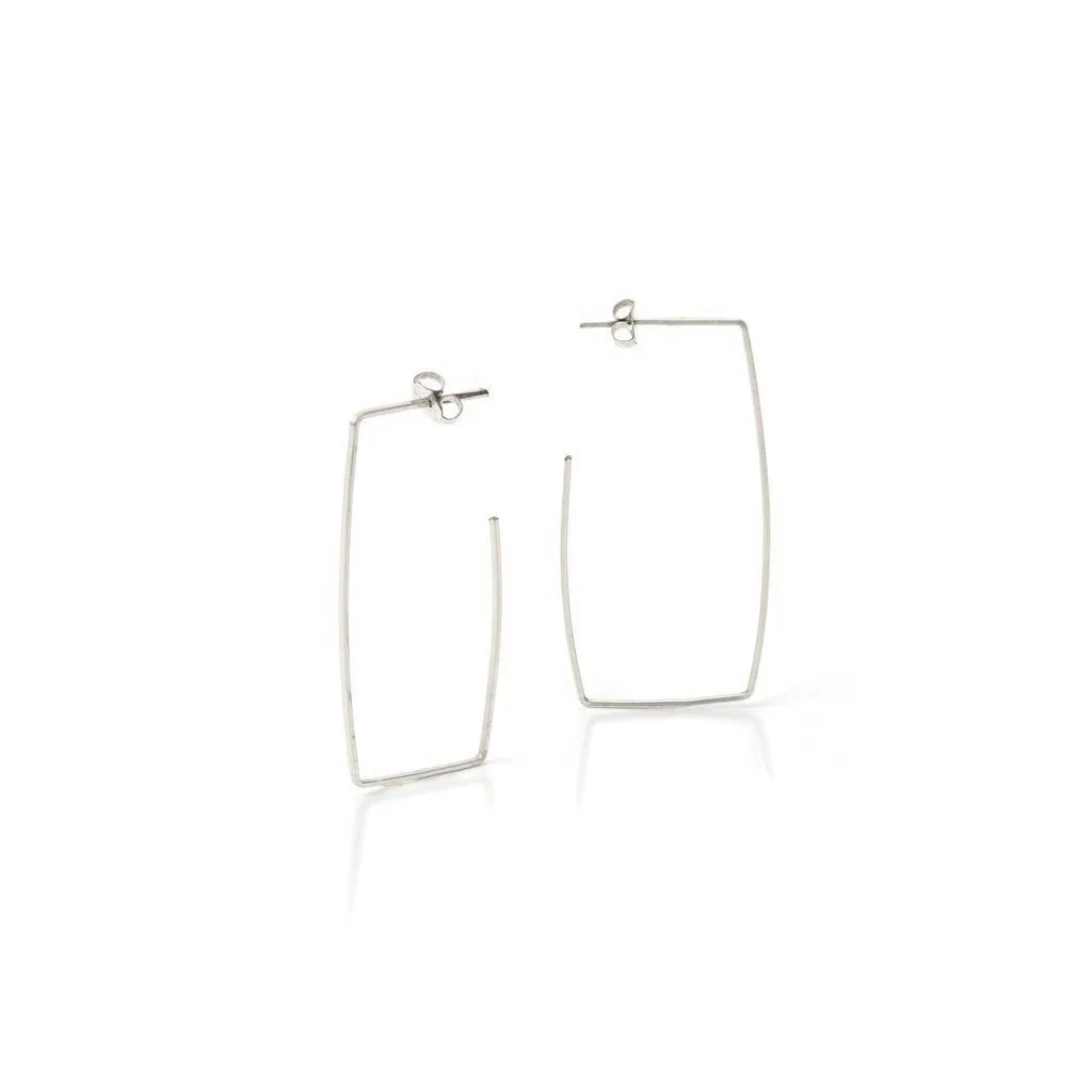 Square Hoop Earrings - Sterling Silver