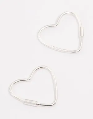 Sterling Silver Heart Hoop Earrings 12mm