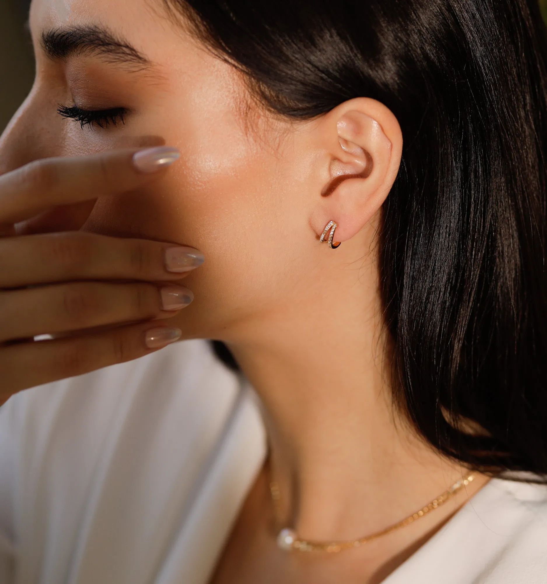 Studded Half Hoop Earrings